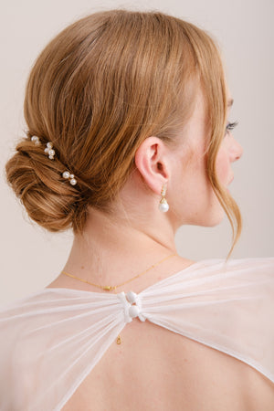 PICS A CHIGNON PERLES MARIAGE<BR>Pearl (lot de 6 pics)
