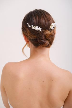 PEIGNE MARIAGE FLORAL<BR>Rose (lot de 2)