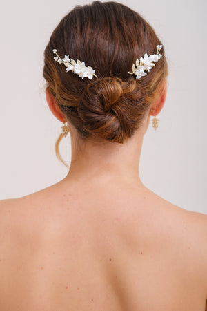 PEIGNE MARIAGE FLORAL<BR>Rose (lot de 2)