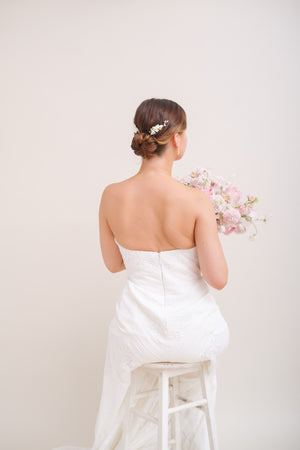 PEIGNE MARIAGE FLORAL<BR>Rose (lot de 2)