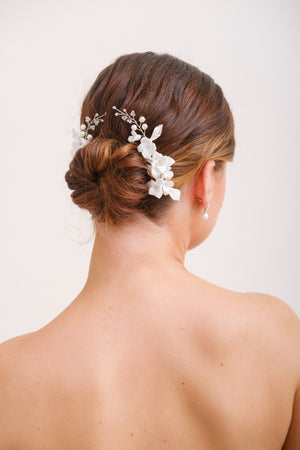 ACCESSOIRE CHEVEUX MARIAGE FLEURI<BR>Juliette (lot de 2)