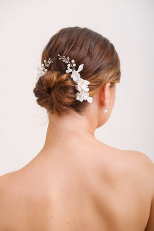 ACCESSOIRE CHEVEUX MARIAGE FLEURI<BR>Juliette (lot de 2)