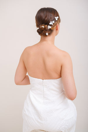 PICS A CHIGNON PERLES ET FLEURS<BR>Flora Pearl (lot de 6 pics)