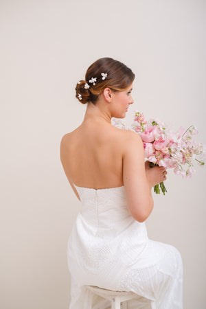 PICS A CHIGNON PERLES ET FLEURS<BR>Flora Pearl (lot de 6 pics)