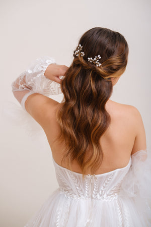 PICS A CHIGNON PERLES<BR>Léa (lot de 2)