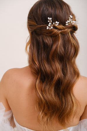 PICS A CHIGNON PERLES<BR>Léa (lot de 2)