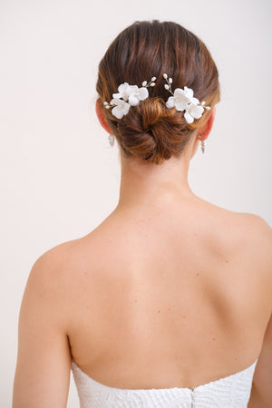 BIJOU MARIEE FLEURI<BR>Romance (lot de 2 peignes)