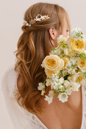 HEADBAND MARIAGE FLEURS <BR>Jeanne
