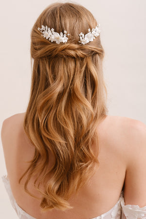 PEIGNE MARIÉE FLORAL<BR>Violette (lot de 2)