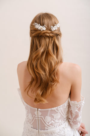 PEIGNE MARIÉE FLORAL<BR>Violette (lot de 2)