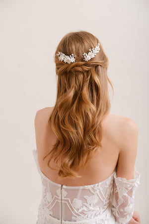 PEIGNE MARIÉE FLORAL<BR>Violette (lot de 2)