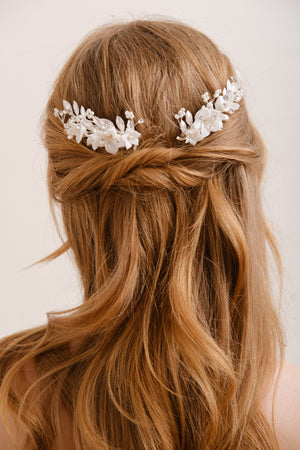 PEIGNE MARIÉE FLORAL<BR>Violette (lot de 2)