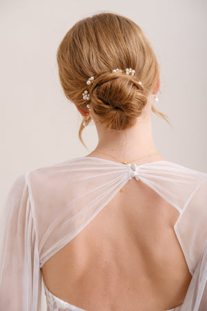 PICS A CHIGNON PERLES MARIAGE<BR>Pearl (lot de 6 pics)