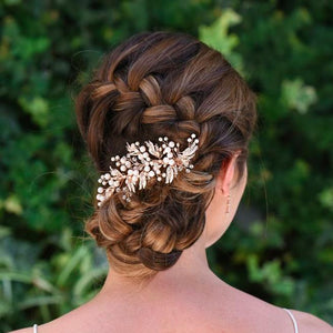 BARRETTE CHEVEUX MARIAGE<BR>Peasblossom Or Rose - MP Paris