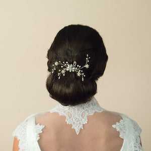 PEIGNE MARIEE<BR>Gold Pearl Spray Comb - MP Paris