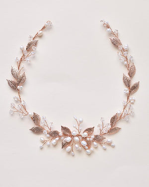 HEADBAND CEREMONIE<BR>Valentina Or rose - MP Paris