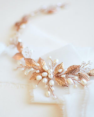 HEADBAND CEREMONIE<BR>Valentina Or rose - MP Paris