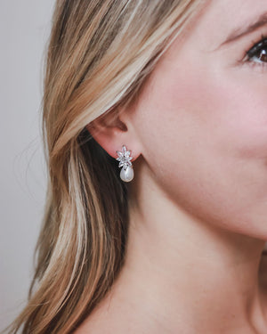 BOUCLES D'OREILLES MARIAGE PERLE<BR>Elsie