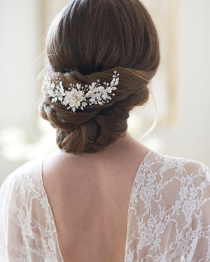 PEIGNE MARIAGE FLEUR<BR>Ivory Or - MP Paris