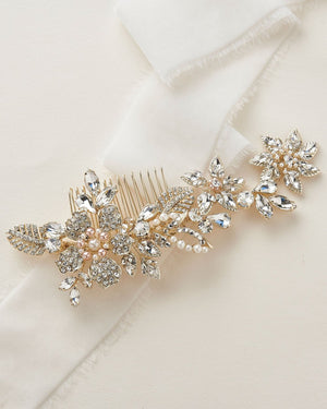 ACCESSOIRE CHEVEUX MARIAGE DORÉ<BR>Lily Floral Or - MP Paris