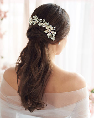 ACCESSOIRE CHEVEUX MARIAGE DORÉ<BR>Lily Floral Or - MP Paris