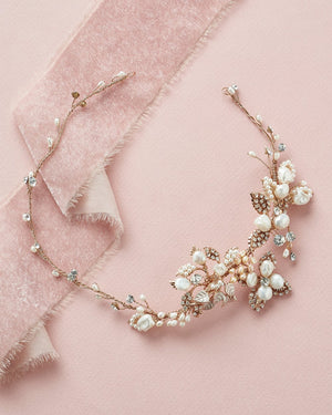 ACCESSOIRE CHEVEUX LONG MARIAGE<BR>Leona Or rose - MP Paris