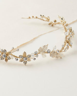 ACCESSOIRE HEADBAND<BR>Victoria Floral Or - MP Paris