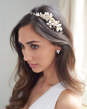 ACCESSOIRE CHEVEUX LONG MARIAGE<BR>Leona Or rose - MP Paris