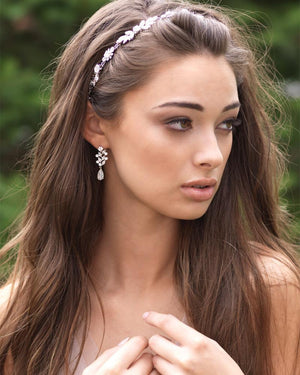 BOUCLES D OREILLES DE MARIÉE<BR>Anna Floral Or rose - MP Paris