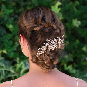 BARRETTE CHEVEUX MARIAGE<BR>Peasblossom Or Rose - MP Paris