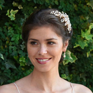 BARRETTE CHEVEUX MARIAGE<BR>Peasblossom Or Rose - MP Paris