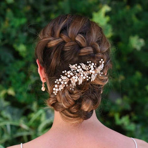 BARRETTE CHEVEUX MARIAGE<BR>Peasblossom Or Rose - MP Paris
