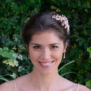 BARRETTE CHEVEUX MARIAGE<BR>Peasblossom Or Rose - MP Paris