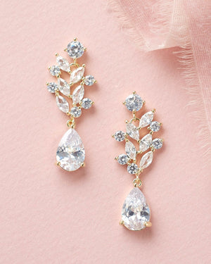 BOUCLES D OREILLES DE MARIÉE<BR>Anna Floral Or rose - MP Paris