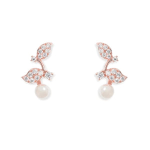 BOUCLES D'OREILLES MARIAGE PERLE<BR>Aphrodite Or rose - MP Paris