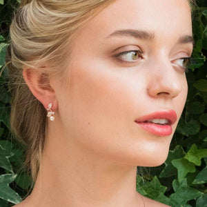 BOUCLES D'OREILLES MARIAGE PERLE<BR>Aphrodite Or rose - MP Paris