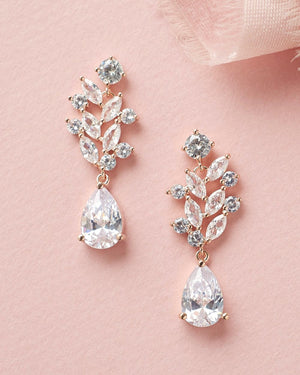 BOUCLES D OREILLES DE MARIÉE<BR>Anna Floral Or rose - MP Paris