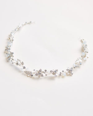 HEADBAND ARGENT MARIAGE<BR>Victoria Floral - MP Paris