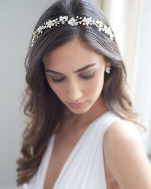 HEADBAND ARGENT MARIAGE<BR>Victoria Floral - MP Paris