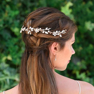 HEADBAND FLEUR<BR>Titania Or Rose - MP Paris