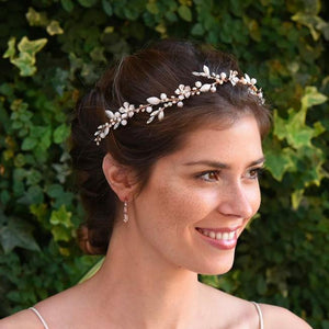 HEADBAND FLEUR<BR>Titania Or Rose - MP Paris