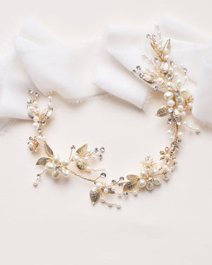 HEADBAND FLEUR MARIAGE<BR>Camryl Or - MP Paris
