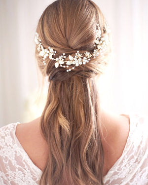HEADBAND FLEUR MARIAGE<BR>Camryl Or - MP Paris