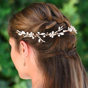 HEADBAND FLEUR<BR>Titania Or Rose - MP Paris