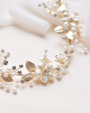 HEADBAND FLEUR MARIAGE<BR>Camryl Or - MP Paris