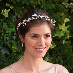 HEADBAND FLEUR<BR>Titania Or Rose - MP Paris