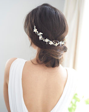 HEADBAND ARGENT MARIAGE<BR>Victoria Floral - MP Paris
