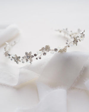 HEADBAND ARGENT MARIAGE<BR>Victoria Floral - MP Paris