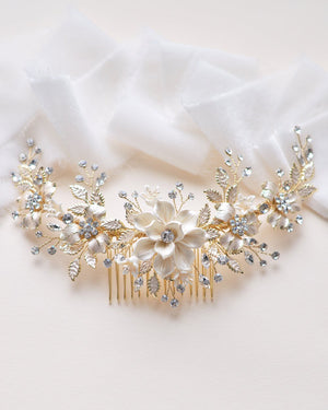 PEIGNE MARIAGE FLEUR<BR>Ivory Or - MP Paris