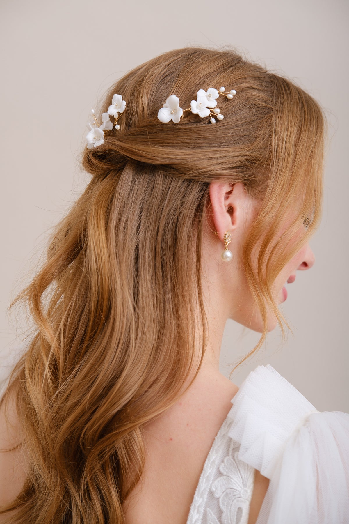 PICS A CHIGNON MARIAGE<BR>Camélia (lot de 3 pics)